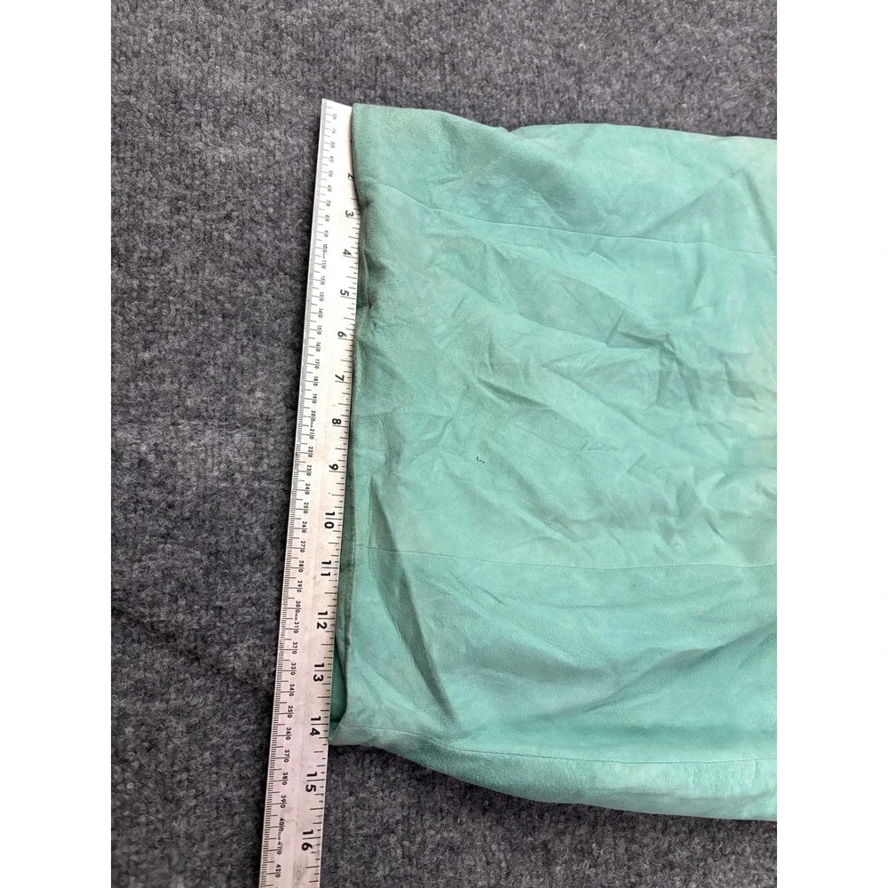 Michelle Julene Leather Skirt Teal Distressed Patina OOAK Small‎